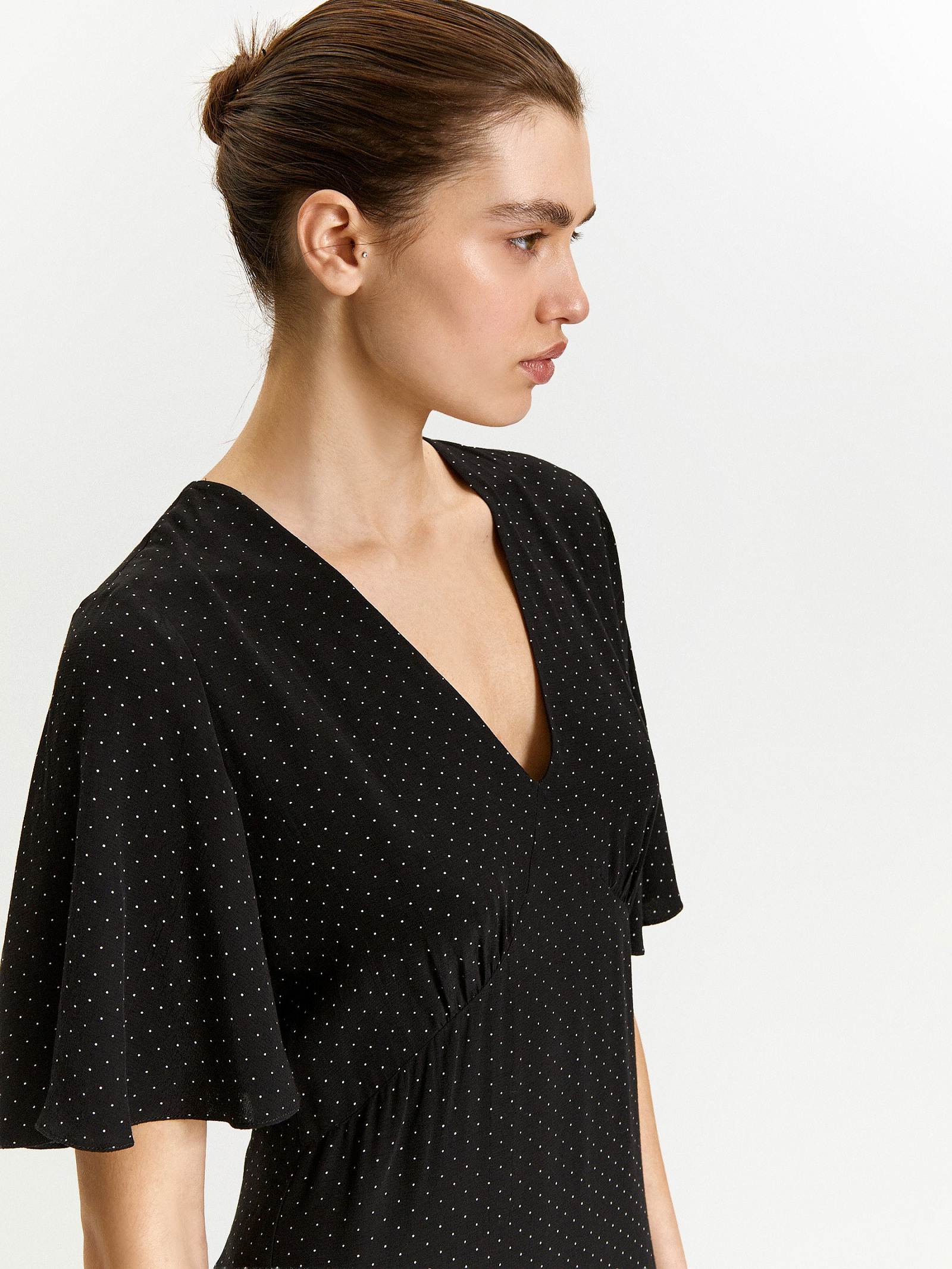 Платье миди из 100% вискозы в горох